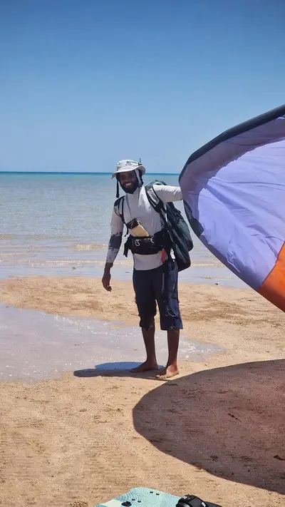 Setting up kitesurfing equipment